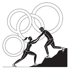 Black Partner Workout Vector on White Background