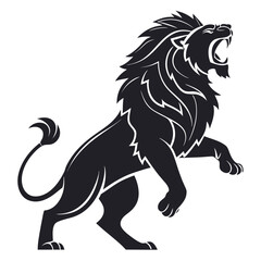 Roaring Black Lion Vector on White Background

