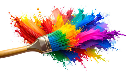 Obraz premium rainbow brush stroke with brush rainbow coming out of brush PNG file 