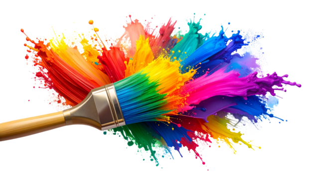 rainbow brush stroke with brush rainbow coming out of brush PNG file 