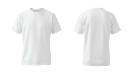 Front and back views of white t-shirt on white background