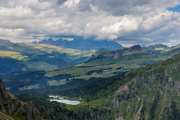 Naklejka premium Hiking near Cima Costazza and Baita Segantini - Italy