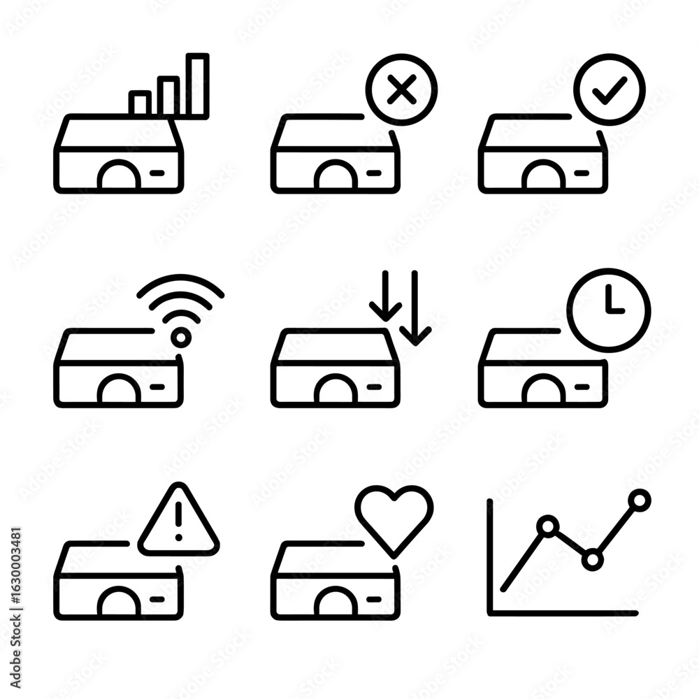 Aufkleber gateway monitoring icons. outline icon set of gateway monitoring: traffic analytics, error logs, upt