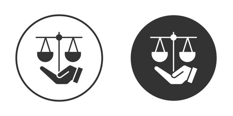 Justice scales in Hand icon