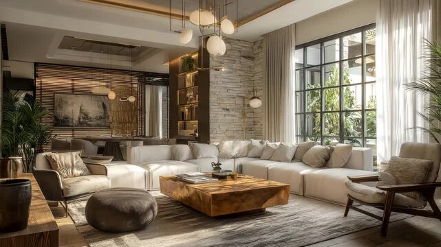 Luxurious and well-designed living room featuring contemporary furnishings, cozy ambiance, and architectural details that define stylish interior design