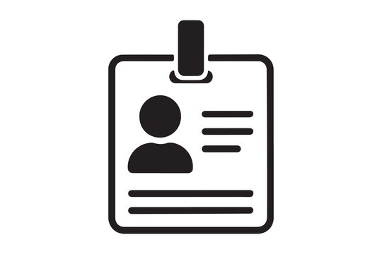 ID Card icon set. simple ID badges, featuring a person icon and placeholders for information.