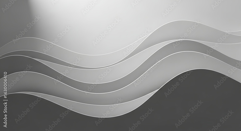 Aufkleber abstract waves of white paper layers, creating a flowing, rhythmic pattern with subtle shadows and l