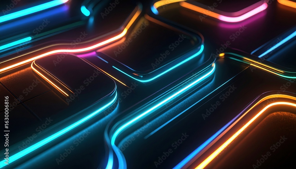 Poster abstract glowing neon lines pattern design