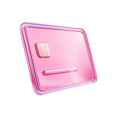 Pink Credit Card Digital Rendering Modern Finance Technology, isolated on transparent background, perfect cutout, PNG