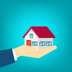 Hand holding house	