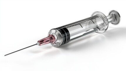 3D Render of A High-Detail Syringe With Needle And Accurate Lighting On White Clean Backdrop