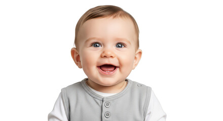 Happy smiling baby portrait isolated on transparent background