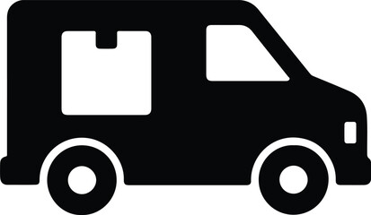 Silhouette delivery van simple moving vehicle vector illustrator
