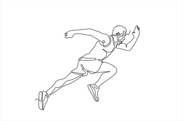 man Runner One Line Drawing. Running Abstract Minimal Drawing. Continuous One Line Woman Run Sport Illustration. Modern Trendy Contour Drawing. Hand drawn one line vector. Editable stroke	