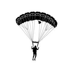 Parachute Silhouette Illustration Minimalist Style on Transparent Background