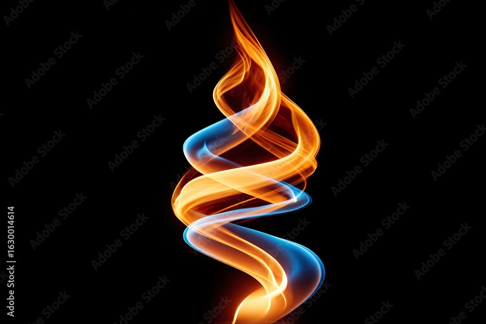 Poster colorful light trails twist and swirl against a dark background in dynamic motion