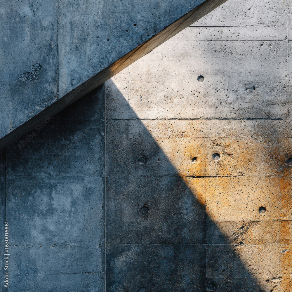 Poster concrete lines and shadows: a captivating view of textured concrete surfaces interacting with the dr