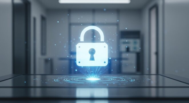 Modern digital lock icon cybersecurity technology image graphic