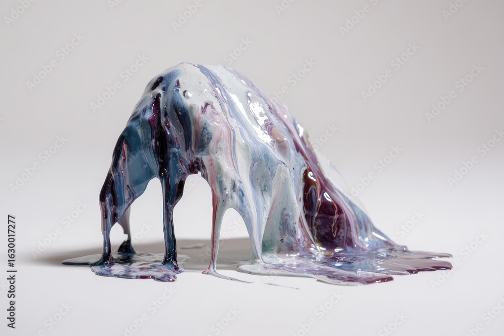 Aufkleber viscous transformation: an abstract art piece, featuring fluid paint cascading and merging, revealin
