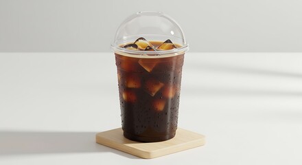 Iced Americano Coffee in a Plastic Cup

