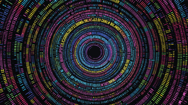 Circular Pattern Of Colorful Text And Numbers abstract.