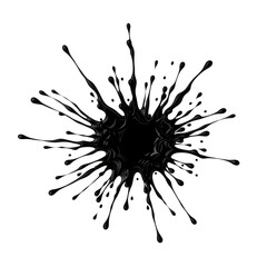 Black Ink Splash Explosion Isolated on Transparent Background