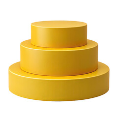 Three stacked yellow cylinders with ribbed texture isolated on transparent background