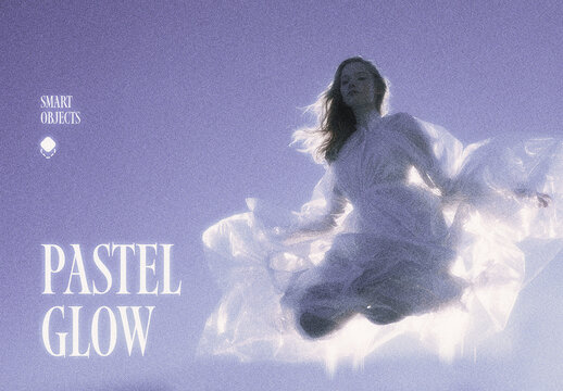 Blue Pastel Glow Photo Effect Mockup