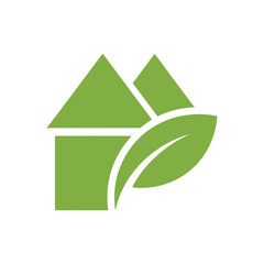 Eco-Friendly House Logo with Leaf Design.
