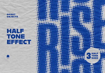 Halftone Paper Text & Logo Effect Mockup