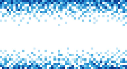 Blue Pixelated Border Frame Design on Transparent Background