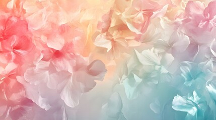 Digital illustration of overlapping flowers in a gradient of pink, peach, and teal.