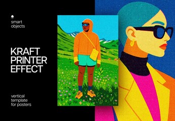 Kraft Printer Design Poster Effect Mockup