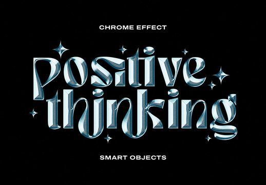 Blue Glass Chrome Effect Mockup