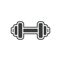 Simple Dumbbell Icon: Fitness Gym Strength Training Symbol.