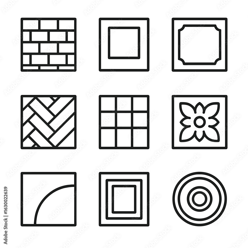 Poster construction indentation icons. outline icon set of indentation in construction and architecture: br