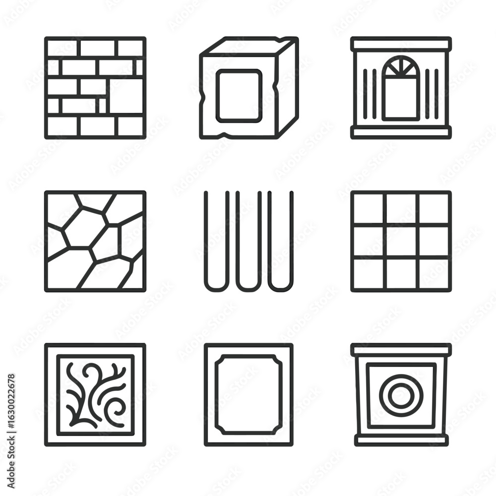 Poster construction indentation icons. outline icon set of indentation in construction and architecture: br