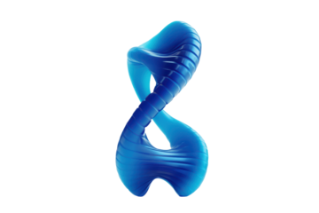 Abstract blue dna helix structure isolated on transparent background. Blue DNA helix icon in Isolated on white background, 3d rendering.
