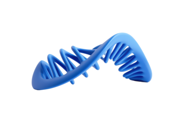 Abstract blue dna helix structure isolated on transparent background. Blue DNA helix icon in Isolated on white background, 3d rendering.