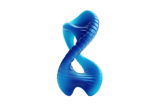 Abstract blue dna helix structure isolated on transparent background. Blue DNA helix icon in Isolated on white background, 3d rendering.