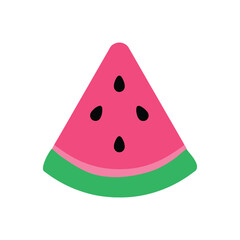 Watermelon Slice Illustration with Seeds and Green Rind.