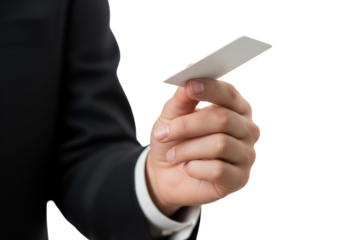 businessman holding a business card