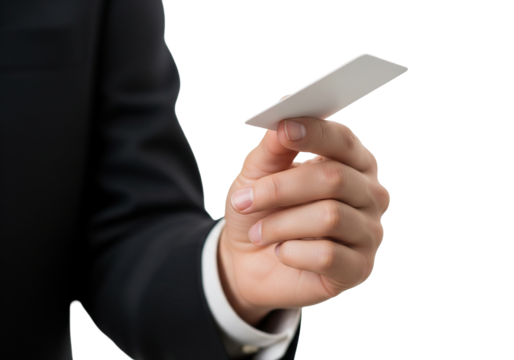businessman holding a business card