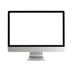 lcd monitor isolated on white,
Silver modern computer monitor – front view 3D render isolated on transparent background.