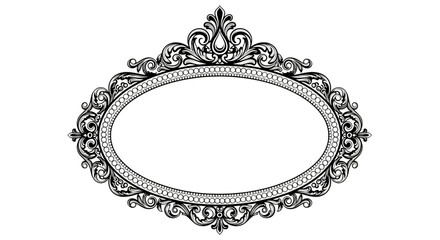 Fototapeta premium Ornate Silver Oval Frame with Filigree on Transparent Background
