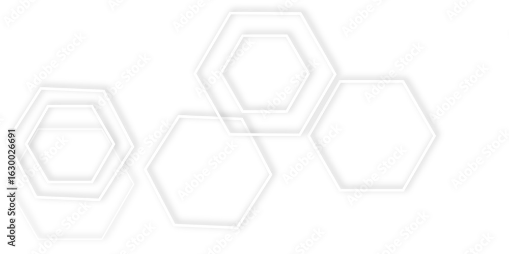 Poster abstract white hexagons with subtle shadows, clean, modern background featuring a repeating pattern 