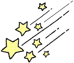 노란 별이 흩날리는 손그림 일러스트