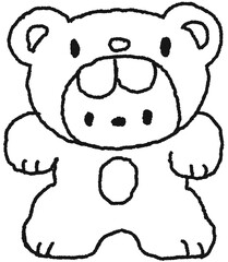 곰옷을 입은 토끼 캐릭터 손그림 도안 © titi.drawing