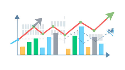 Financial market stock chart analysis and business growth graph showing positive trend and data visualization