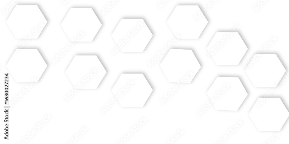 Poster abstract white hexagons with subtle shadows, clean, modern background featuring a repeating pattern 